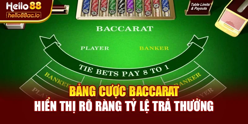 Bảng cược baccarat hiển thị rõ ràng tỷ lệ trả thưởng