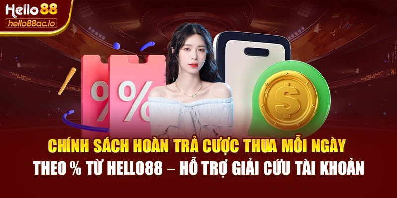 Chính sách hoàn trả cược thua mỗi ngày theo % từ Hello88 – hỗ trợ giải cứu tài khoản