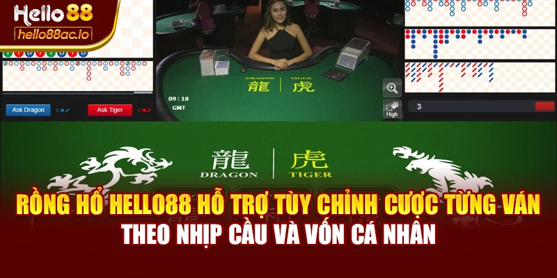 Rồng Hổ Hello88 hỗ trợ tùy chỉnh cược từng ván theo nhịp cầu và vốn cá nhân
